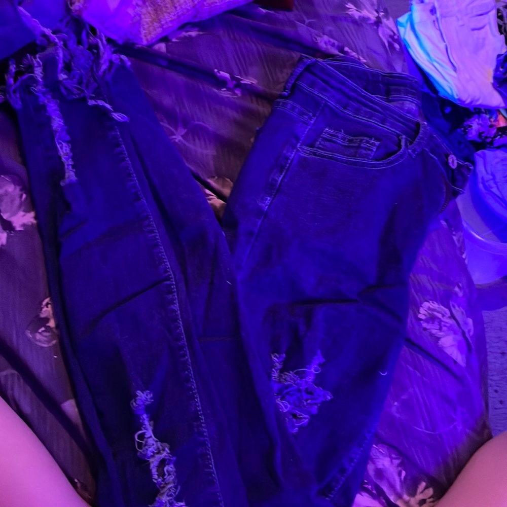 Ripped skinny jeans dark blue